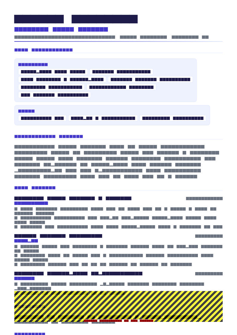 Skills Based resume template preview — ATS score 85 out of 100